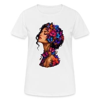 Couronne de Papillons en Fleurs - T-shirt respirant Femme - blanc - Devant - AI Model Female 172 dark (172cm)