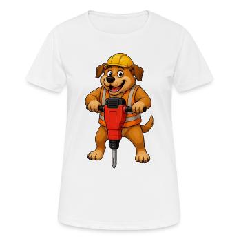 Ouvrier du bâtiment chien avec un marteau-piqueur - T-shirt respirant Femme - blanc - Devant - AI Model Female 172 dark (172cm)