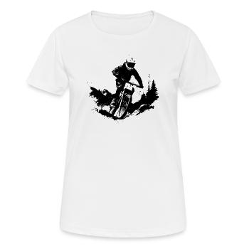 Mountain Biking Sketch - Women's Breathable T-Shirt - white - Front - AI Model Female 172 dark (172cm)
