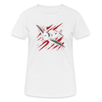 Croquis de l’avion à hélice - T-shirt respirant Femme - blanc - Devant - AI Model Female 172 dark (172cm)