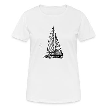 Sailboat Sketch - Women's Breathable T-Shirt - white - Front - AI Model Female 172 dark (172cm)