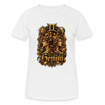 Art du zodiaque des Gémeaux d’or - T-shirt respirant Femme - blanc - Devant - AI Model Female 172 dark (172cm)