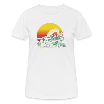 Retro Vintage Sunset Train Locomotive - Women's Breathable T-Shirt - white - Front - AI Model Female 172 dark (172cm)