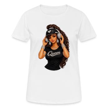 Queen Hip-Hop Glam Illustration - Women's Breathable T-Shirt - white - Front - AI Model Female 172 dark (172cm)