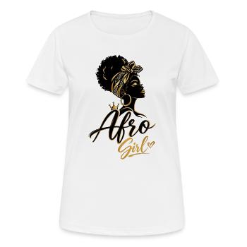 Afro Girl Dorée – Élégance Noire - T-shirt respirant Femme - blanc - Devant - AI Model Female 172 dark (172cm)