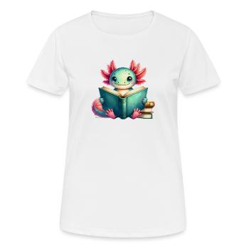 Un Axolotl comique lit un livre – Art de lecteur geek - T-shirt respirant Femme - blanc - Devant - AI Model Female 172 dark (172cm)