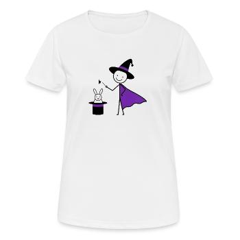 Stick figure as a magician conjures rabbit art - Women's Breathable T-Shirt - white - Front - AI Model Female 172 dark (172cm)