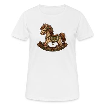 Poney de la forêt de conte de fées sur un cheval à bascule - T-shirt respirant Femme - blanc - Devant - AI Model Female 172 dark (172cm)