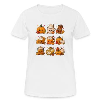 Épice à la citrouille kawaïenne | Citrouille, automne et épices - T-shirt respirant Femme - blanc - Devant - AI Model Female 172 dark (172cm)