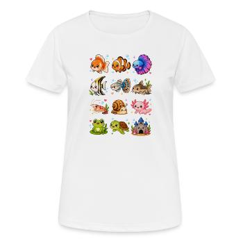 Aquarium de Kawaii | Animaux du monde sous-marin - T-shirt respirant Femme - blanc - Devant - AI Model Female 172 dark (172cm)