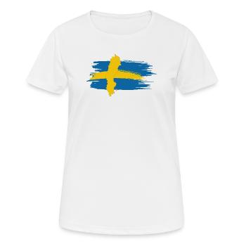 Sweden – Blue Yellow Map Brush Design - Women's Breathable T-Shirt - white - Front - AI Model Female 172 dark (172cm)