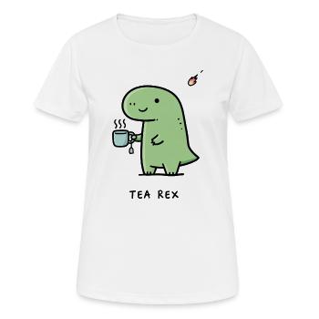 Petit dinosaure avec du café - T-shirt respirant Femme - blanc - Devant - AI Model Female 172 dark (172cm)