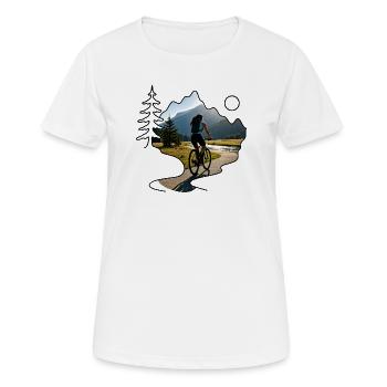 woman cyclist mountains - Frauen T-Shirt atmungsaktiv - Weiß - Vorne - AI Model Female 172 dark (172cm)