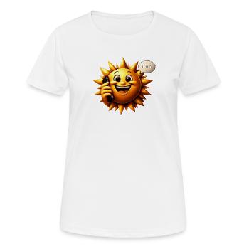 Sonnenlächeln am Telefon - Frauen T-Shirt atmungsaktiv - Weiß - Vorne - AI Model Female 172 dark (172cm)
