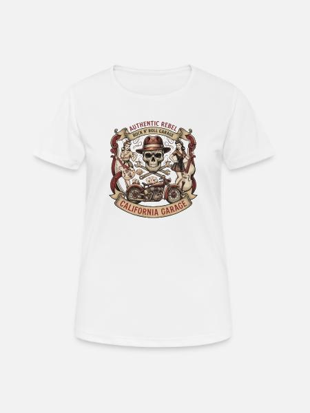 California Rebel Skull Garage - Frauen T-Shirt atmungsaktiv - Weiß
