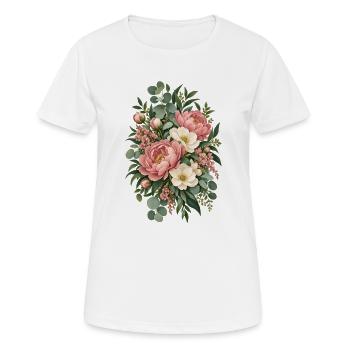 Rosé Weiße Blütenbouquet - Frauen T-Shirt atmungsaktiv - Weiß - Vorne - AI Model Female 172 dark (172cm)