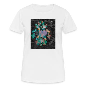 Rosa Herz umgeben von Frühlingsblumen  - Frauen T-Shirt atmungsaktiv - Weiß - Vorne - AI Model Female 172 dark (172cm)