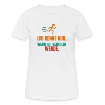Ich renne nur, wenn ich verfolgt werde - Frauen T-Shirt atmungsaktiv - Weiß - Vorne - AI Model Female 172 dark (172cm)