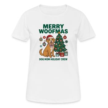 Fröhliche Woofmas Hundemama-Weihnachtscrew - Frauen T-Shirt atmungsaktiv - Weiß - Vorne - AI Model Female 172 dark (172cm)