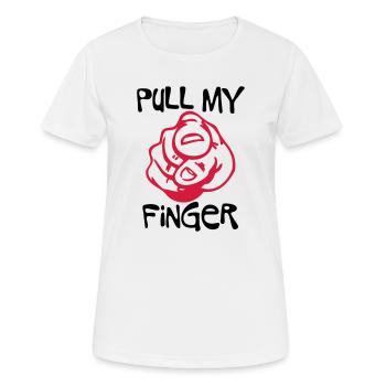 Pull my Finger | you | hand - T-shirt respirant Femme - blanc - Devant - AI Model Female 172 dark (172cm)