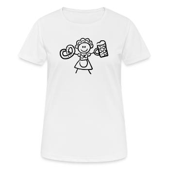 Volksfest Madl mit Bier und Breze - Frauen T-Shirt atmungsaktiv - Weiß - Vorne - AI Model Female 172 dark (172cm)