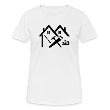 Zimmermann Logo Haus hammer Säge Meißel und Hobel - Frauen T-Shirt atmungsaktiv - Weiß - Vorne - AI Model Female 172 dark (172cm)