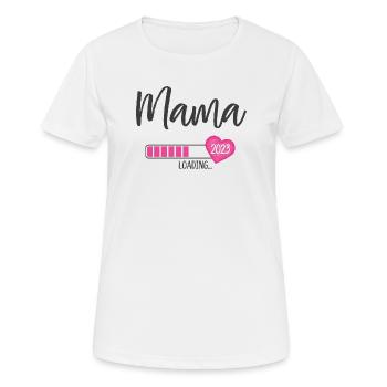 Mama Loading 2023 Heart Girl Pink Expectant Mom - Women's Breathable T-Shirt - white - Front - AI Model Female 172 dark (172cm)