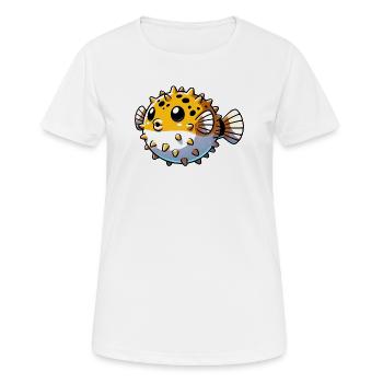 Kugelfisch - Frauen T-Shirt atmungsaktiv - Weiß - Vorne - AI Model Female 172 dark (172cm)