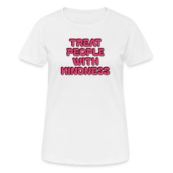 Traitez les gens avec gentillesse Conception de texte mignon - T-shirt respirant Femme - blanc - Devant - AI Model Female 172 dark (172cm)