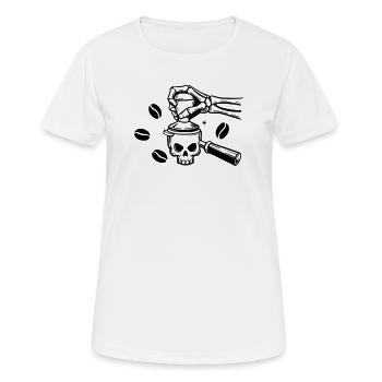Café jusqu’à la mort : conception du crâne de barista - T-shirt respirant Femme - blanc - Devant - AI Model Female 172 dark (172cm)