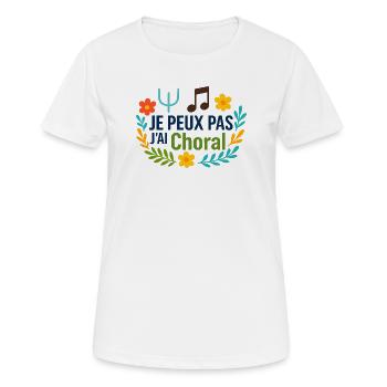 Je peux pas j'ai Choral - T-shirt respirant Femme - blanc - Devant - AI Model Female 172 dark (172cm)