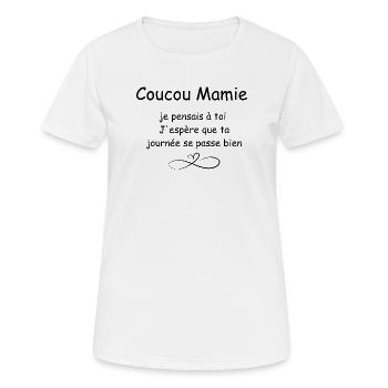 Coucou Mamie  - T-shirt respirant Femme - blanc - Devant - AI Model Female 172 dark (172cm)