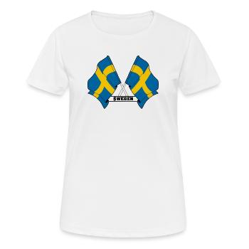 Schwedische Flagge - Frauen T-Shirt atmungsaktiv - Weiß - Vorne - AI Model Female 172 dark (172cm)