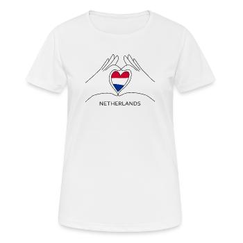Cœur de supporter néerlandais avec drapeau néerlandais - T-shirt respirant Femme - blanc - Devant - AI Model Female 172 dark (172cm)