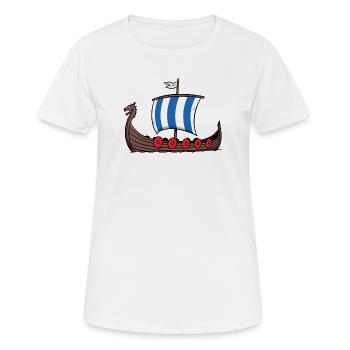 Wikinger Seefahrt - Frauen T-Shirt atmungsaktiv - Weiß - Vorne - AI Model Female 172 dark (172cm)