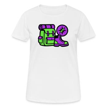 Graphique de boussole pour sac à dos de randonnée - T-shirt respirant Femme - blanc - Devant - AI Model Female 172 dark (172cm)