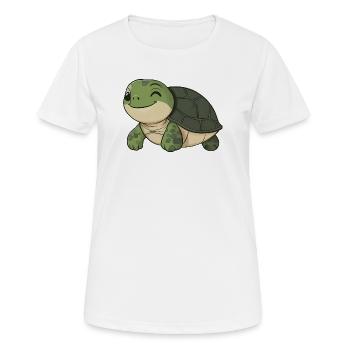 Tortue heureuse mignonne - dessin animé adorable et joyeux - T-shirt respirant Femme - blanc - Devant - AI Model Female 172 dark (172cm)