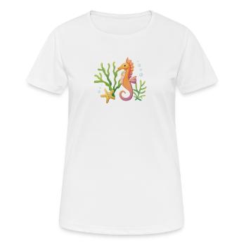 Seepferdchen Motiv - Frauen T-Shirt atmungsaktiv - Weiß - Vorne - AI Model Female 172 dark (172cm)