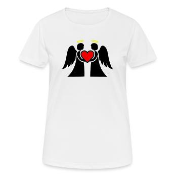 Angel couple with heart pictogram - Women's Breathable T-Shirt - white - Front - AI Model Female 172 dark (172cm)