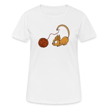 Un fil orange joueur qui poursuit un chat - T-shirt respirant Femme - blanc - Devant - AI Model Female 172 dark (172cm)