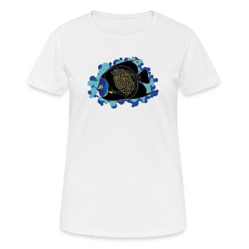 Kaiserfisch – Pomacanthus paru - Frauen T-Shirt atmungsaktiv - Weiß - Vorne - AI Model Female 172 dark (172cm)