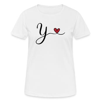 Conception initiale de monogramme en Y avec cœur - T-shirt respirant Femme - blanc - Devant - AI Model Female 172 dark (172cm)