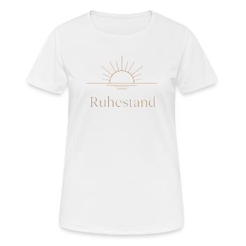 Goldener Ruhestand – Filigrane Buchstaben & Sonne - Frauen T-Shirt atmungsaktiv - Weiß - Vorne - AI Model Female 172 dark (172cm)