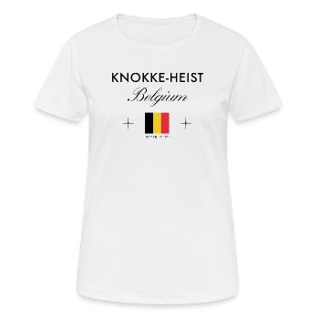 Knokke Heist Belgien Koordinaten Reise Souvenir - Frauen T-Shirt atmungsaktiv - Weiß - Vorne - AI Model Female 172 dark (172cm)