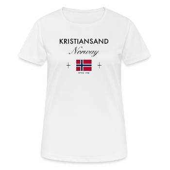 Kristiansand Norwegen Koordinaten Reise Souvenir - Frauen T-Shirt atmungsaktiv - Weiß - Vorne - AI Model Female 172 dark (172cm)