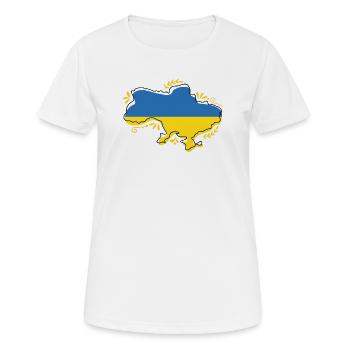 Silouette de la carte du drapeau ukrainien avec contour floral - T-shirt respirant Femme - blanc - Devant - AI Model Female 172 dark (172cm)