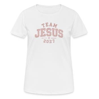 Jesus Patch 2027 - Frauen T-Shirt atmungsaktiv - Weiß - Vorne - AI Model Female 172 dark (172cm)