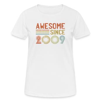 Retro 2009 Feier Typografie - Frauen T-Shirt atmungsaktiv - Weiß - Vorne - AI Model Female 172 dark (172cm)