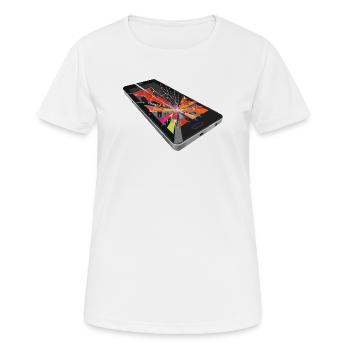 cell phone - Women's Breathable T-Shirt - white - Front - AI Model Female 172 dark (172cm)