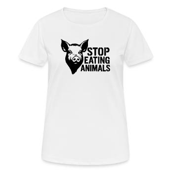 Schweinekopf Protest Stoppt Tieressen - Frauen T-Shirt atmungsaktiv - Weiß - Vorne - AI Model Female 172 dark (172cm)